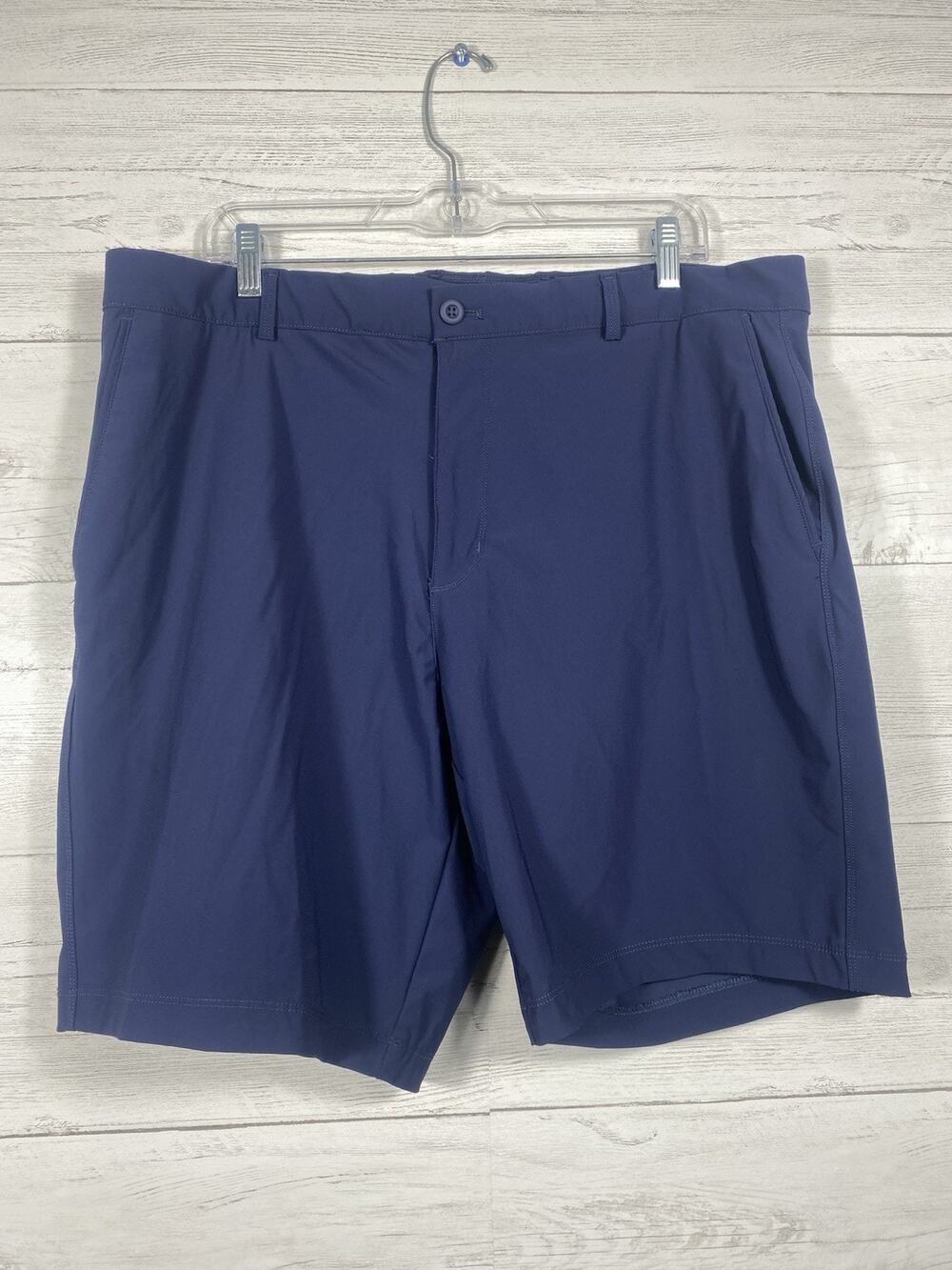 Greg Norman Men Blue Flat Front Golf Shorts Size 38 Moisture Wicking